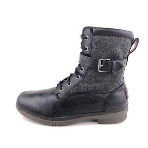 UGG Kesey Black Leather Winter Ankle Boots 7